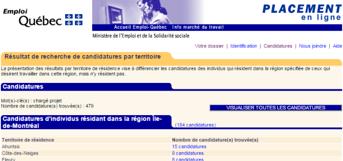 Site web de Emploi Québec